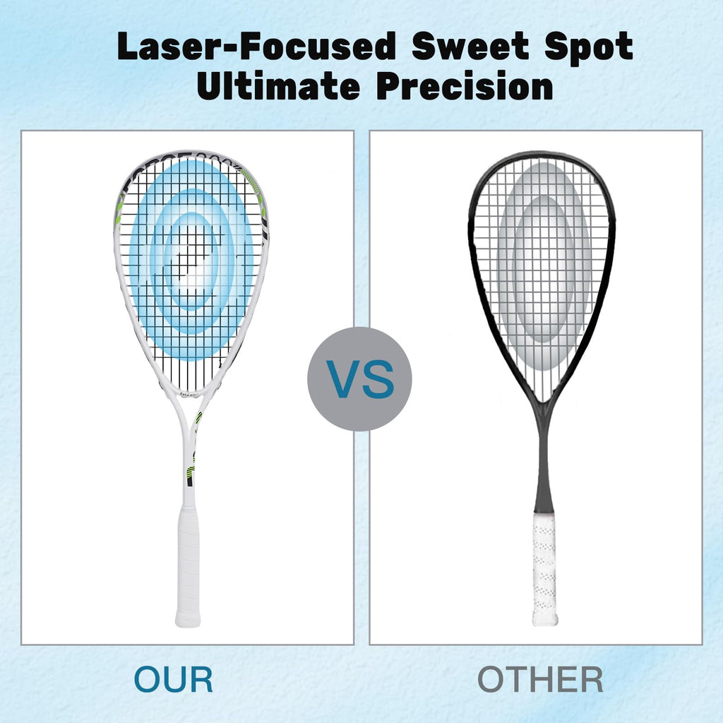 BatZoom Squash Racket for Beginners – Heavy Duty Training Squash Racquet for Adults, Pre-Strung with Comfortable Grip & Shock Absorption - Includes Carrying Bag