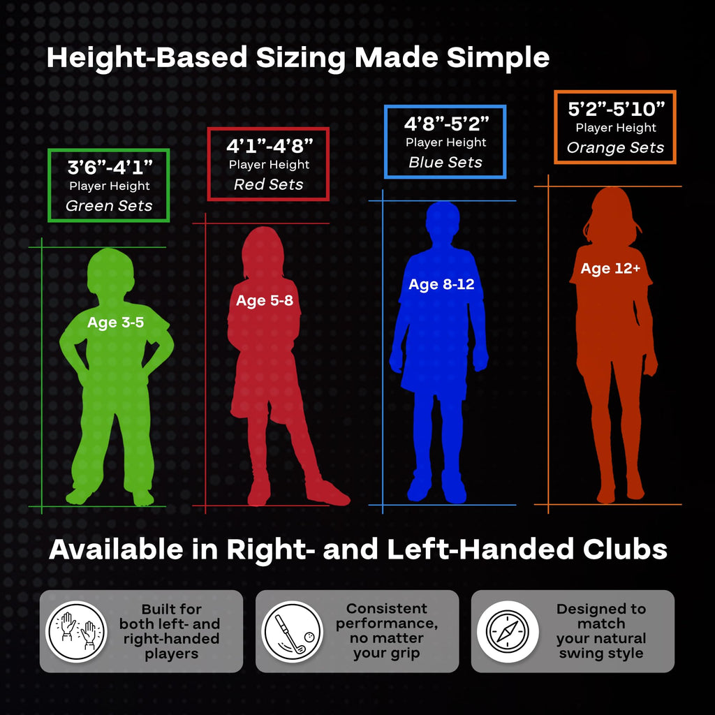 PGA Tour Youth Golf Club Set – 10-Piece Right-Handed Kids Golf Set for Ages Ages 12-17 (5’2”-5’10”) – Beginner Junior Golf Clubs with Lightweight Stand Bag, Mallet Putter, Hybrid, Driver by Golfgen