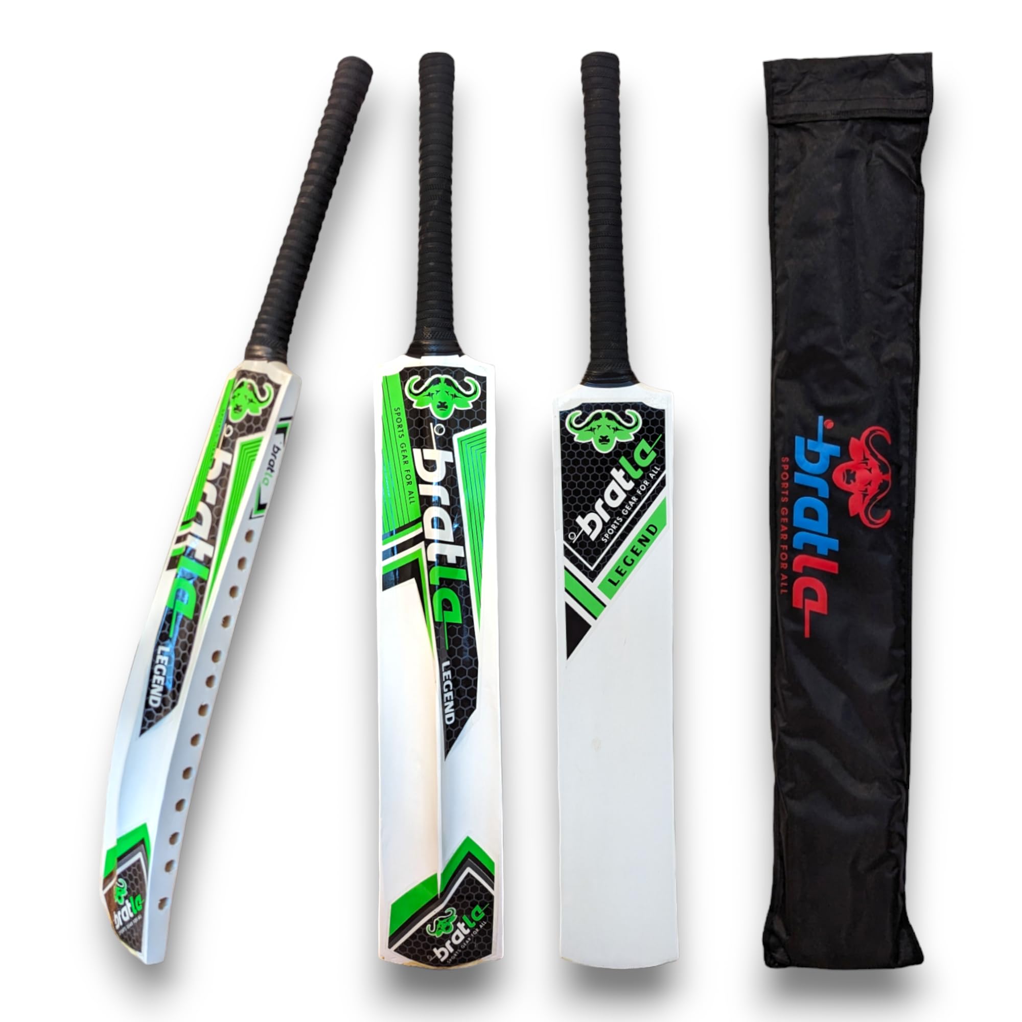 Bratla Legend Cricket Bat for Tape Ball Cricket, Ideal Cricket Bat for Tapped Tennis Ball & Softball Cricket - Full Size Men's Bat