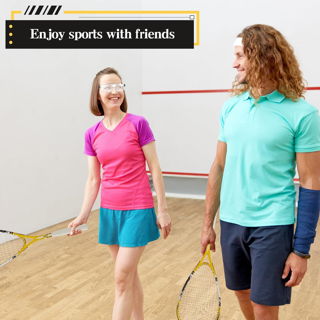 Conderyang 2 Pack Beginner Squash Racquet Set Includes Racquets with Racket Bags Anti Fog Goggles Cases Blue Dot Ball Indoor Gym Sports for Beginners Novice Training Recreational Play (Yellow)
