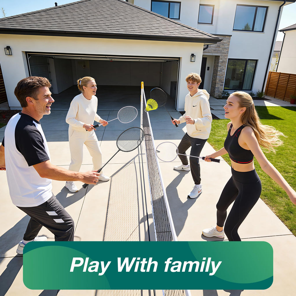 AboveGenius Badminton Rackets Set of 6 for Outdoor Backyard Games, Including 6 Rackets, 6 Nylon Badminton Shuttlecocks, Lightweight Badminton Racquets for Beginners