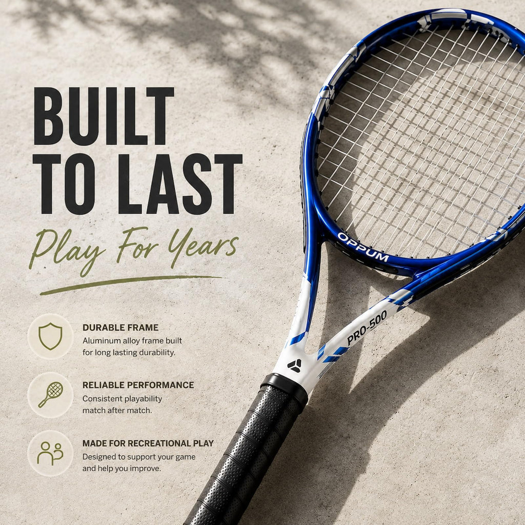 OPPUM Adult Tennis Racket Set of 2, 27 Inch Pre-Strung for Beginners