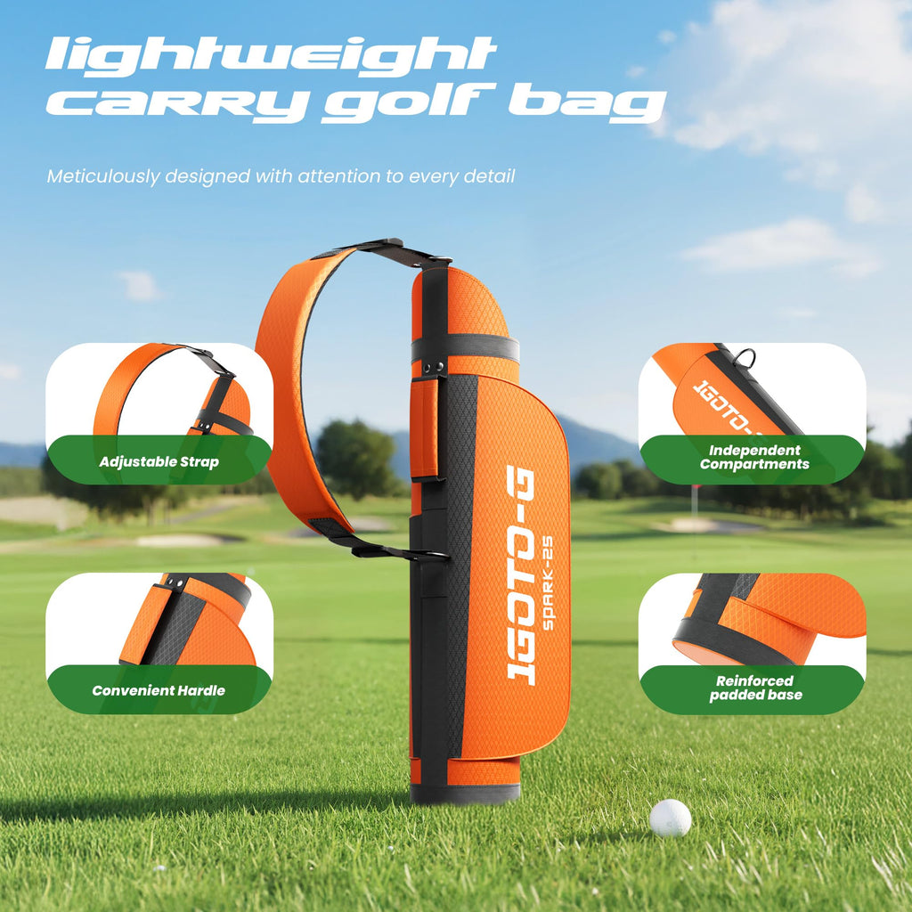 1GoTo-G 5 Pieces Kids Golf Clubs Set - Youth Golf Clubs Junior Set for Boys Girls Includes Carry Bag, 3# Fairway Wood, 7# Iron, Putter, Orange – Ages 3-5 – Right Hand