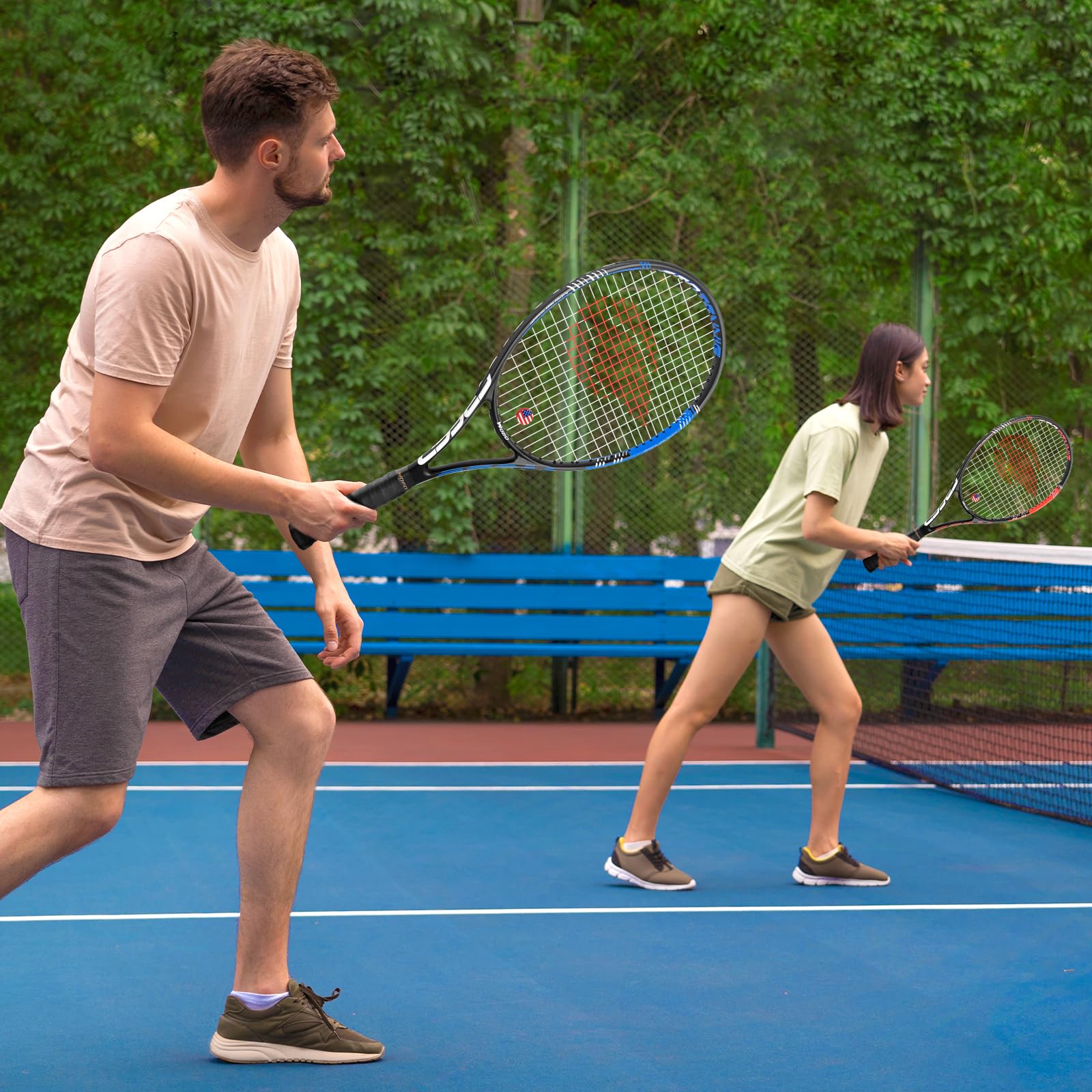 Adult 2 Player Tennis Racket Perfect for Beginner and Professional Players, 27” Speed Tennis Racquet Include Tennis Balls, Overgrips, Tennis Bag, Vibration Dampe, Cover