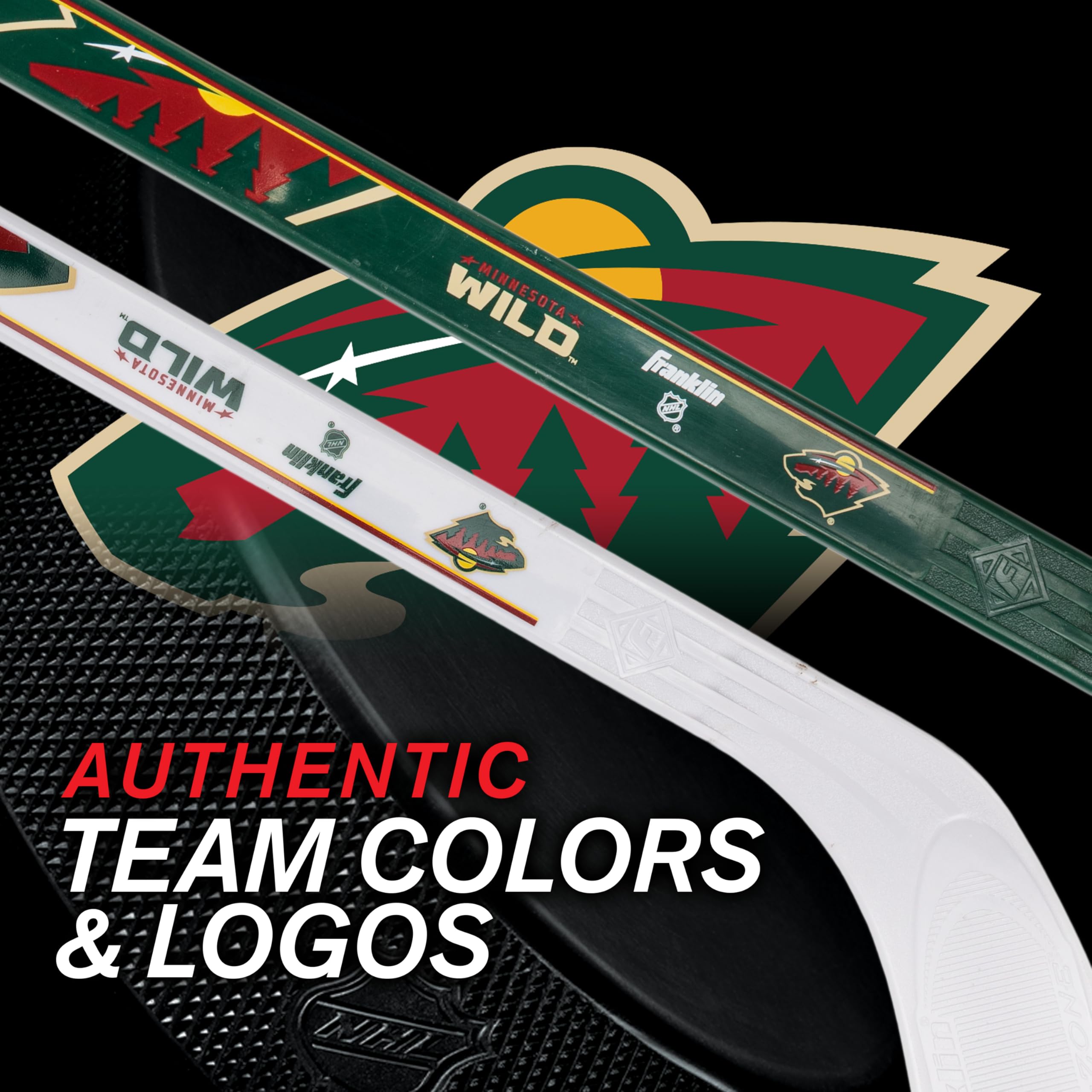 Franklin Sports NHL Minnesota Wild Mini Hockey 2 Piece Player Stick Set