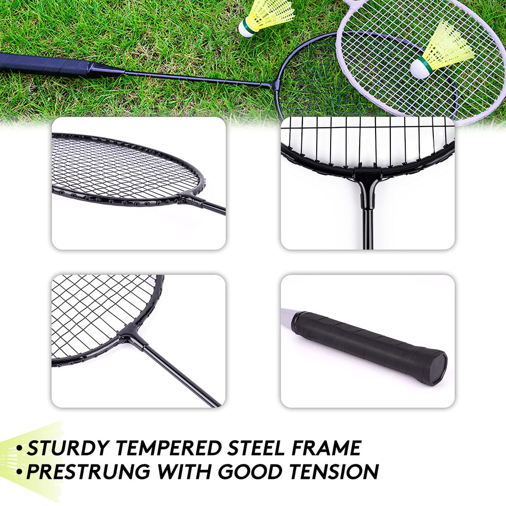 AboveGenius Lightweight Badminton Set, 4 Rackets with 6 Nylon Birdies