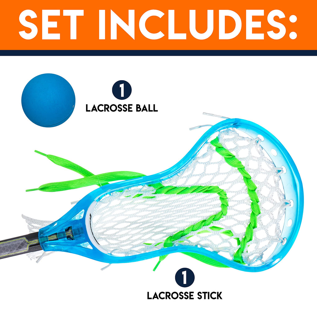 Franklin Sports Venom Youth Mini Lacrosse Stick + Ball Set - 34" - Blue