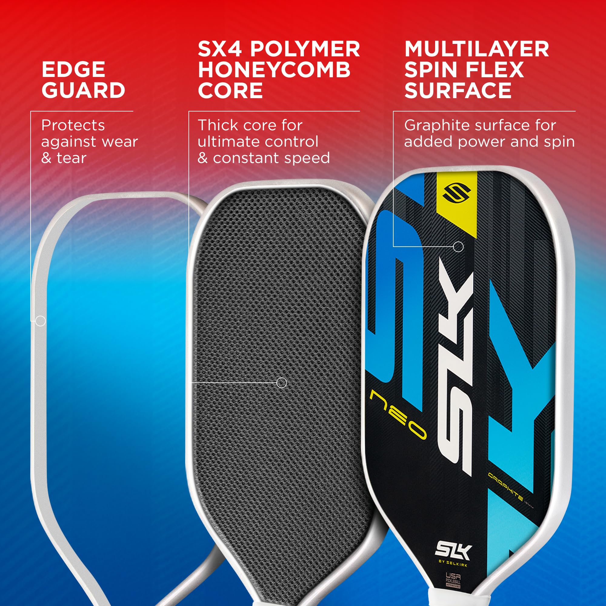 Selkirk Sport SLK Neo Paddle Set of 2 | Graphite Red Blue + Sling Bag