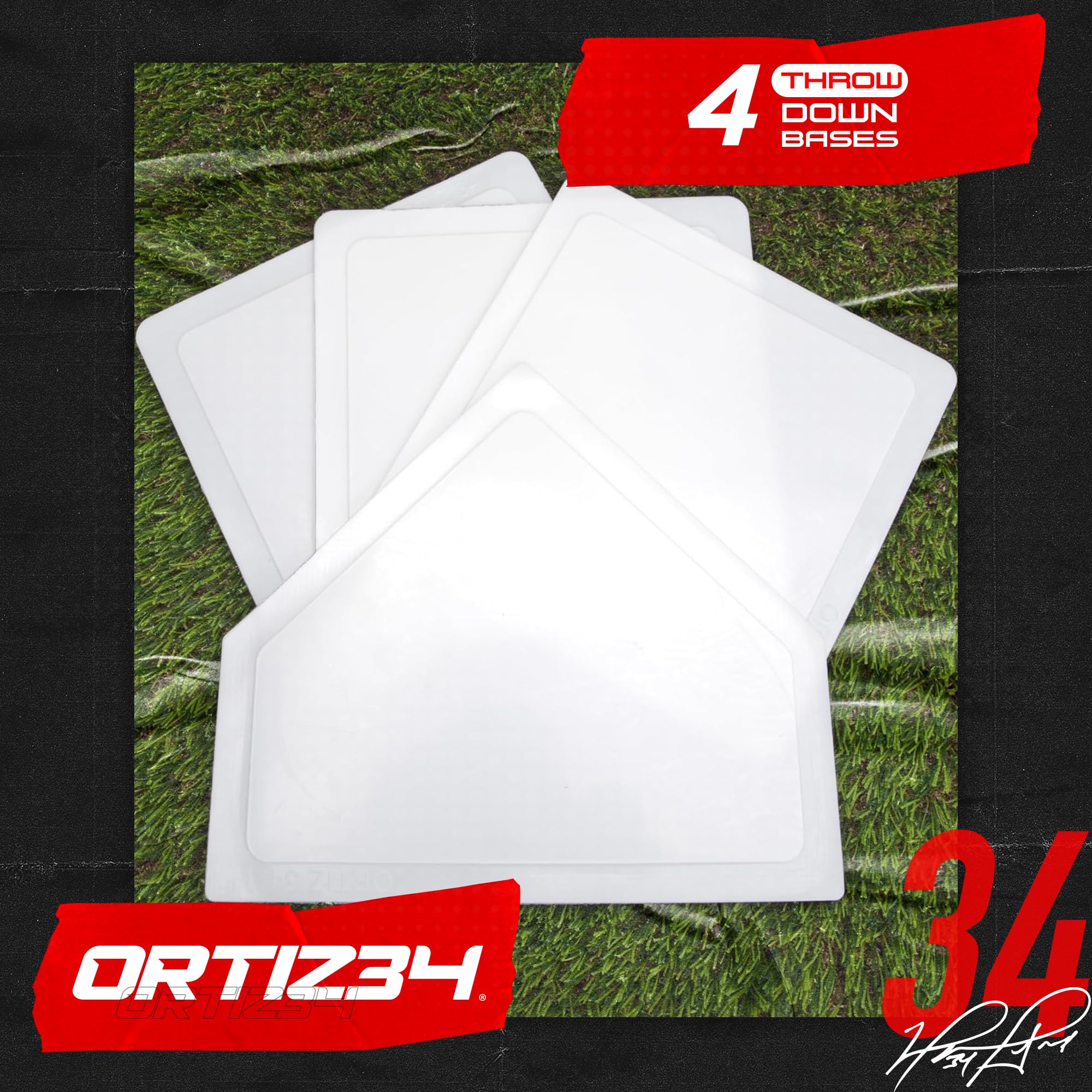 Ortiz34 Grand Slam Set- Graffiti Plastic Bat, 3 Balls, 4 Throw Down (White)