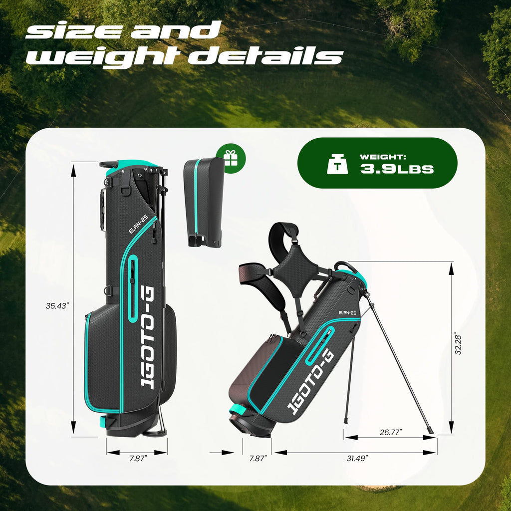 1GoTo-G 7 Pieces Golf Clubs Set for Men & Women - Complete Golf Clubs Full Set Includes Stand Bag with Rain Hood, 1# Driver, 5# Hybrid, 7# PW# Irons and Putter, Green - Women’s, Right