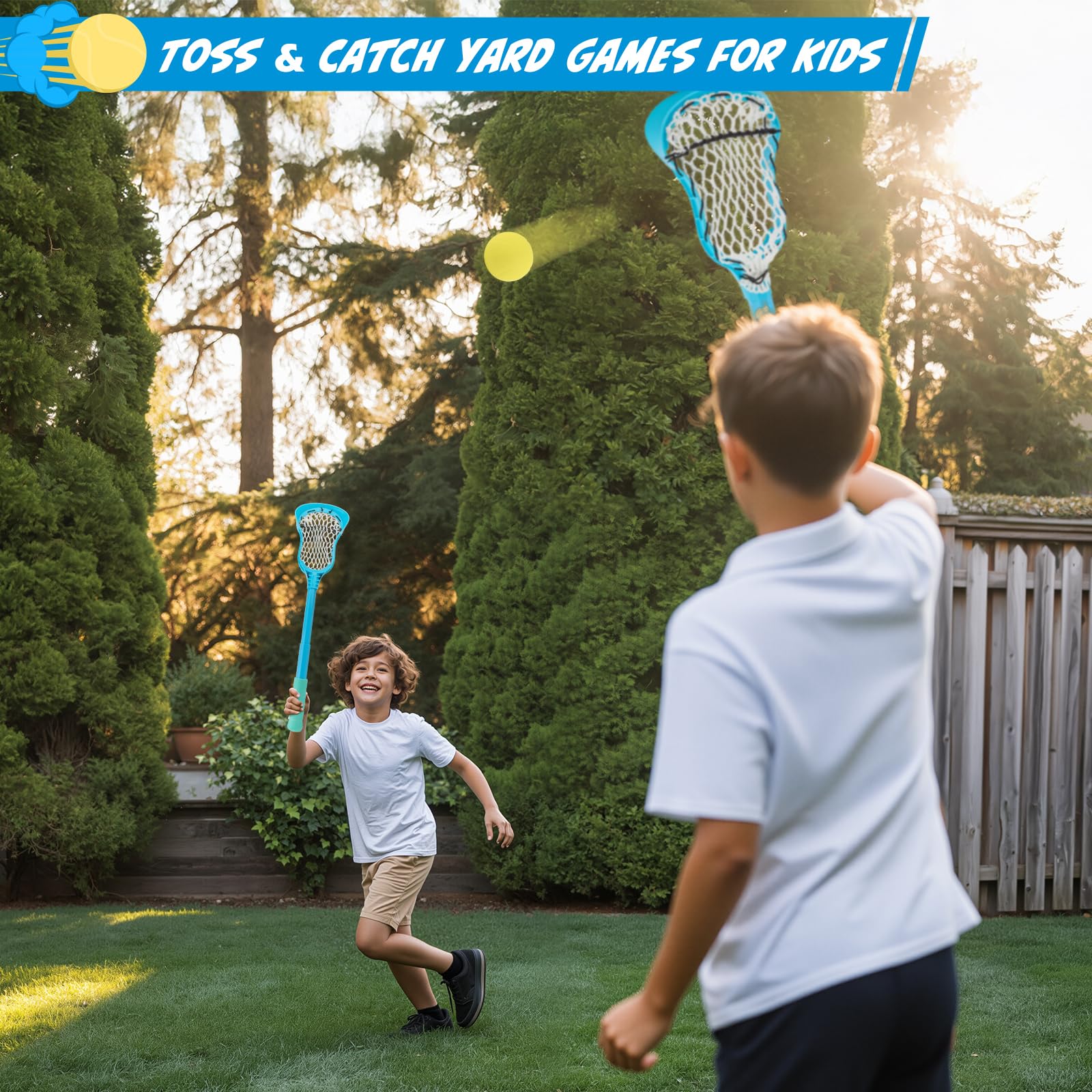 Foayex Adjustable Mini Lacrosse Sticks Set Kids Outdoor Toys Ages 3-8