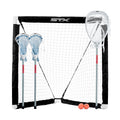 STX FiddleSTX Three Player Game Set with Two Field Player Sticks One Goalie Stick Mini Goal and Balls , White/Grey