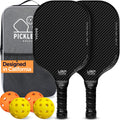BAGAIL Pickleball Paddles, USAPA Approved Fiberglass Surface Pickleball Set, Lightweight Pickle Ball Rackets with 4 Balls, 1 Bag, Designed in California for Traction and Stability - 2 Pack, Black