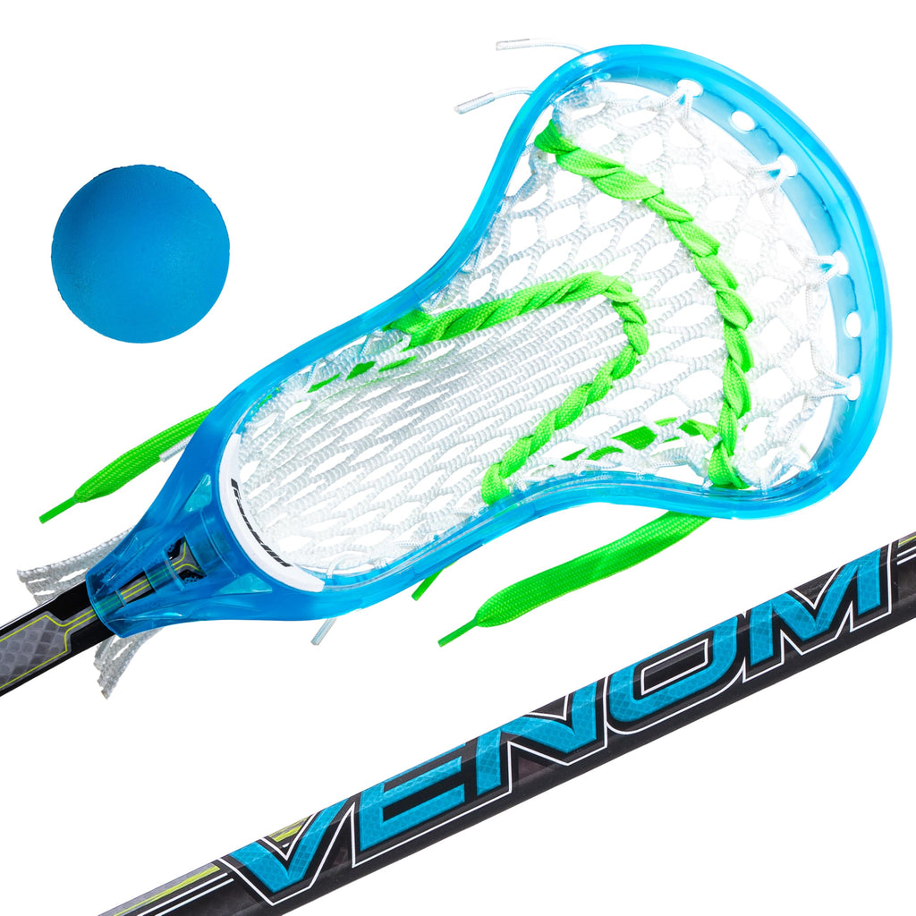 Franklin Sports Venom Youth Mini Lacrosse Stick + Ball Set - 34" - Blue