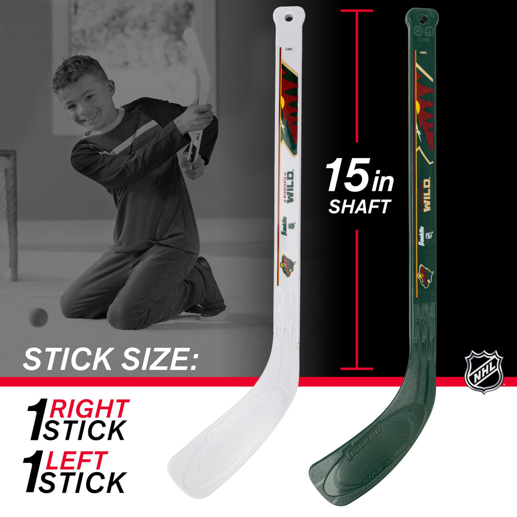 Franklin Sports NHL Minnesota Wild Mini Hockey 2 Piece Player Stick Set