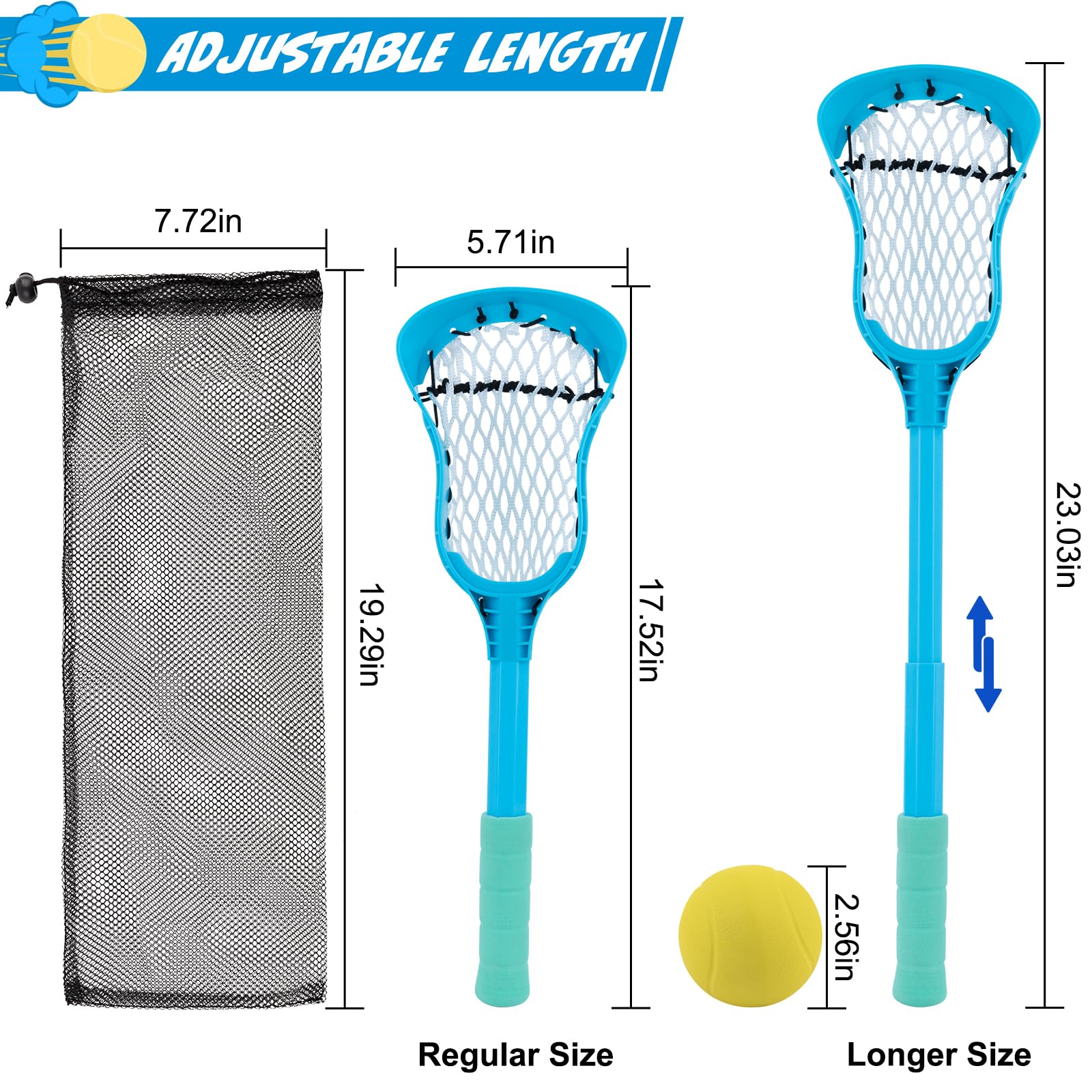 Foayex Adjustable Mini Lacrosse Sticks Set Kids Outdoor Toys Ages 3-8