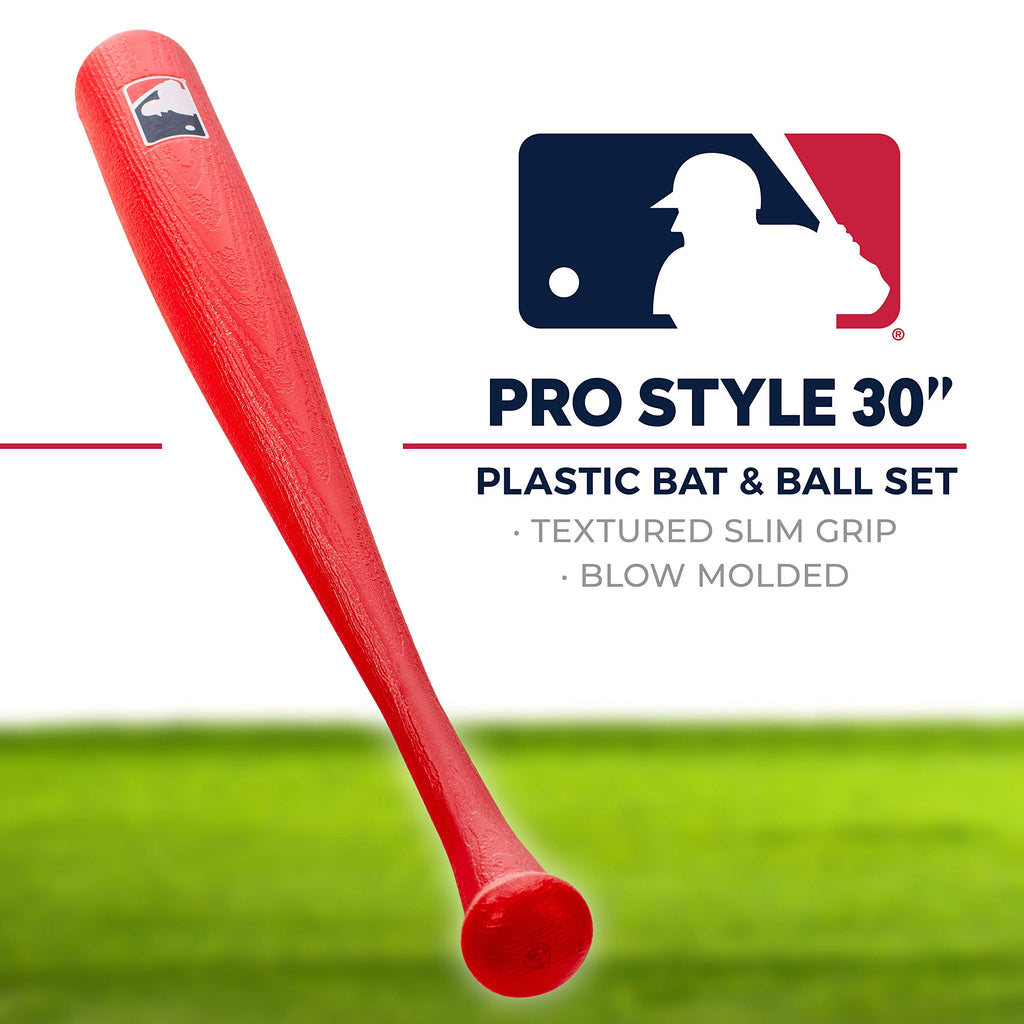 Franklin Sports MLB 30" Authentic Plastic Bat & Ball Set - Red