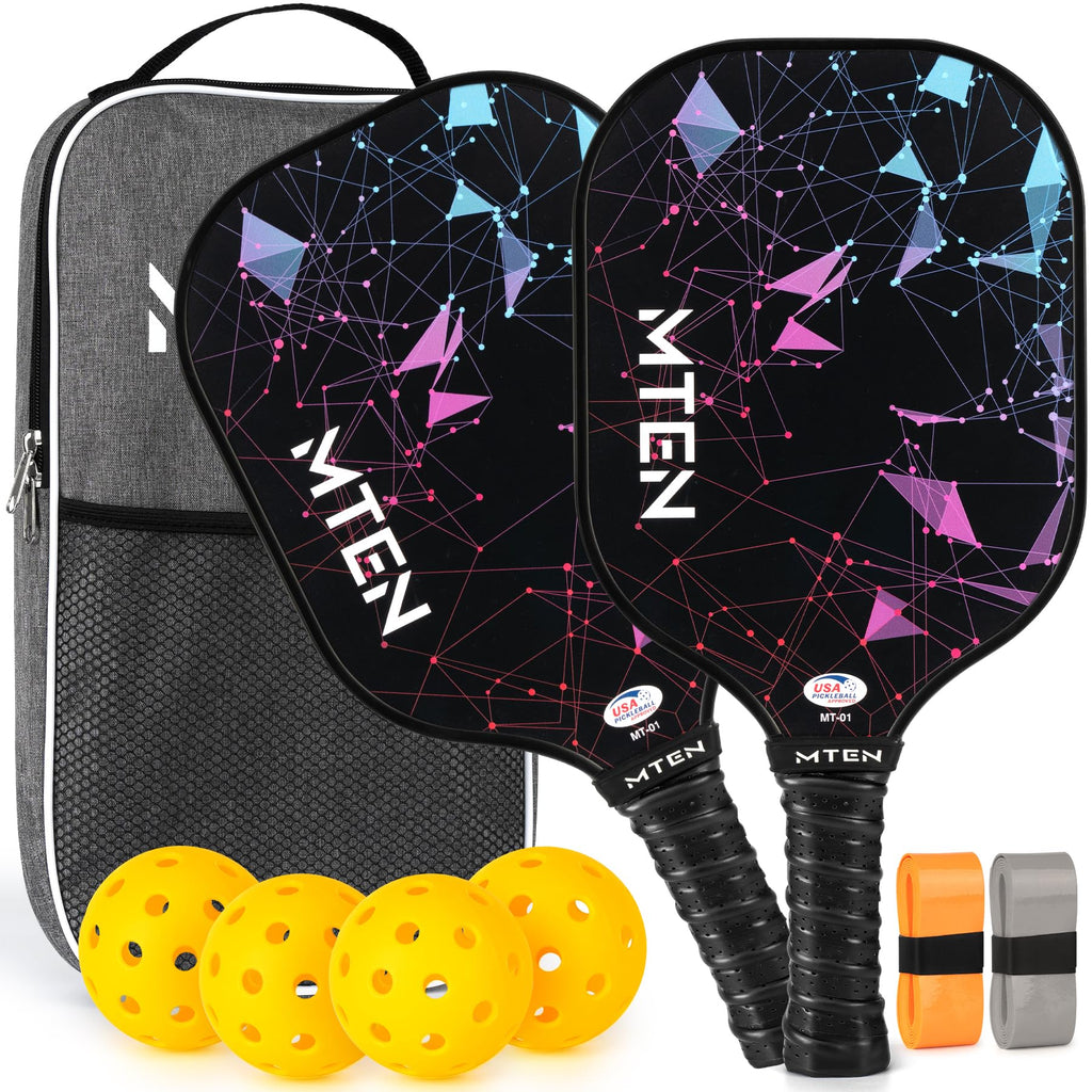 MTEN Pickleball Paddles Set of 2, USAPA Approved Fiberglass Set