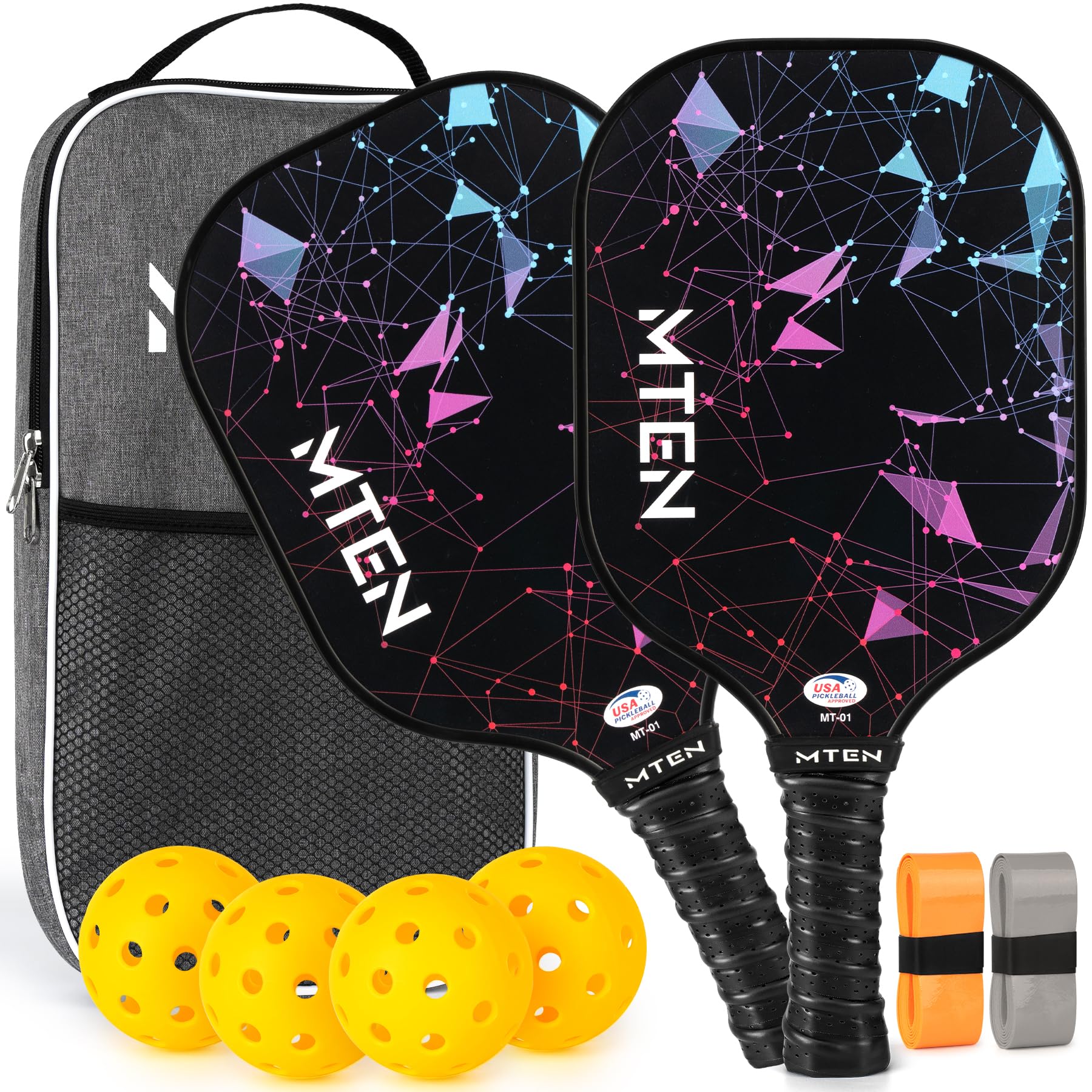 MTEN Pickleball Paddles Set of 2, USAPA Approved Fiberglass Set