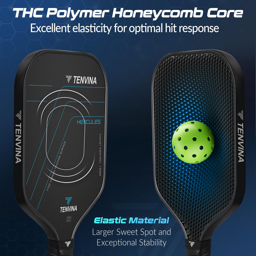 TENVINA Pickleball Paddles, Multi-Layer T700SC Textured Carbon Fiber Pickleball Paddle, 4-Types of Shapes and Thicknesses, Strong Spin & Power Surface, USAPA Approved Pickle Ball Paddle