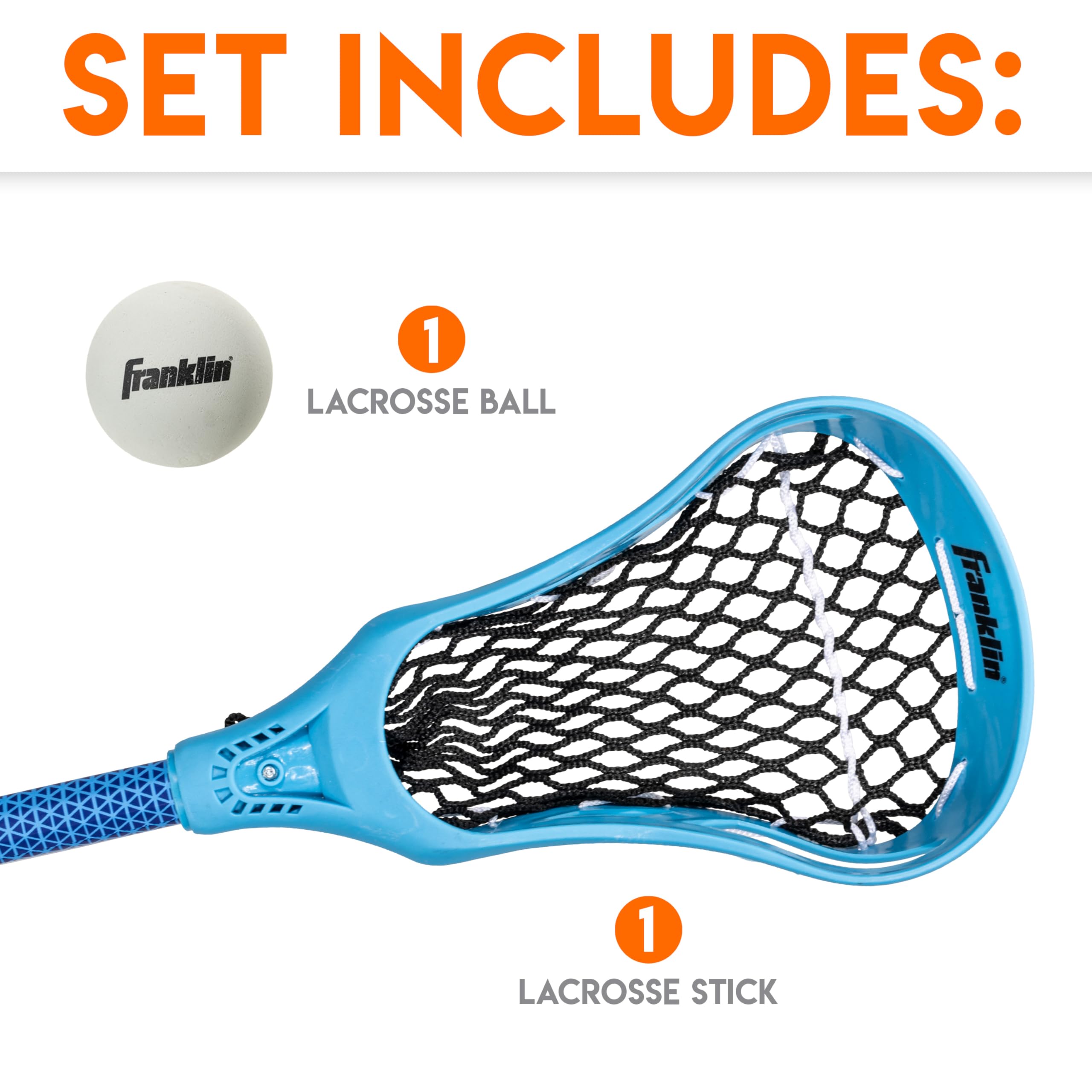 Franklin Sports Future Champs Youth Lacrosse Stick + Ball Set - Blue