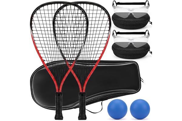 Seenelling Racquetball Racket Set of 2 with Goggles