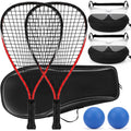 Seenelling Racquetball Racket Set of 2 with Carry Bag, 2 Anti Fog Sports Goggles and 2 Racquetballs, Aluminum Racquetball Starter Set for Beginners Indoor Court Play (Red)