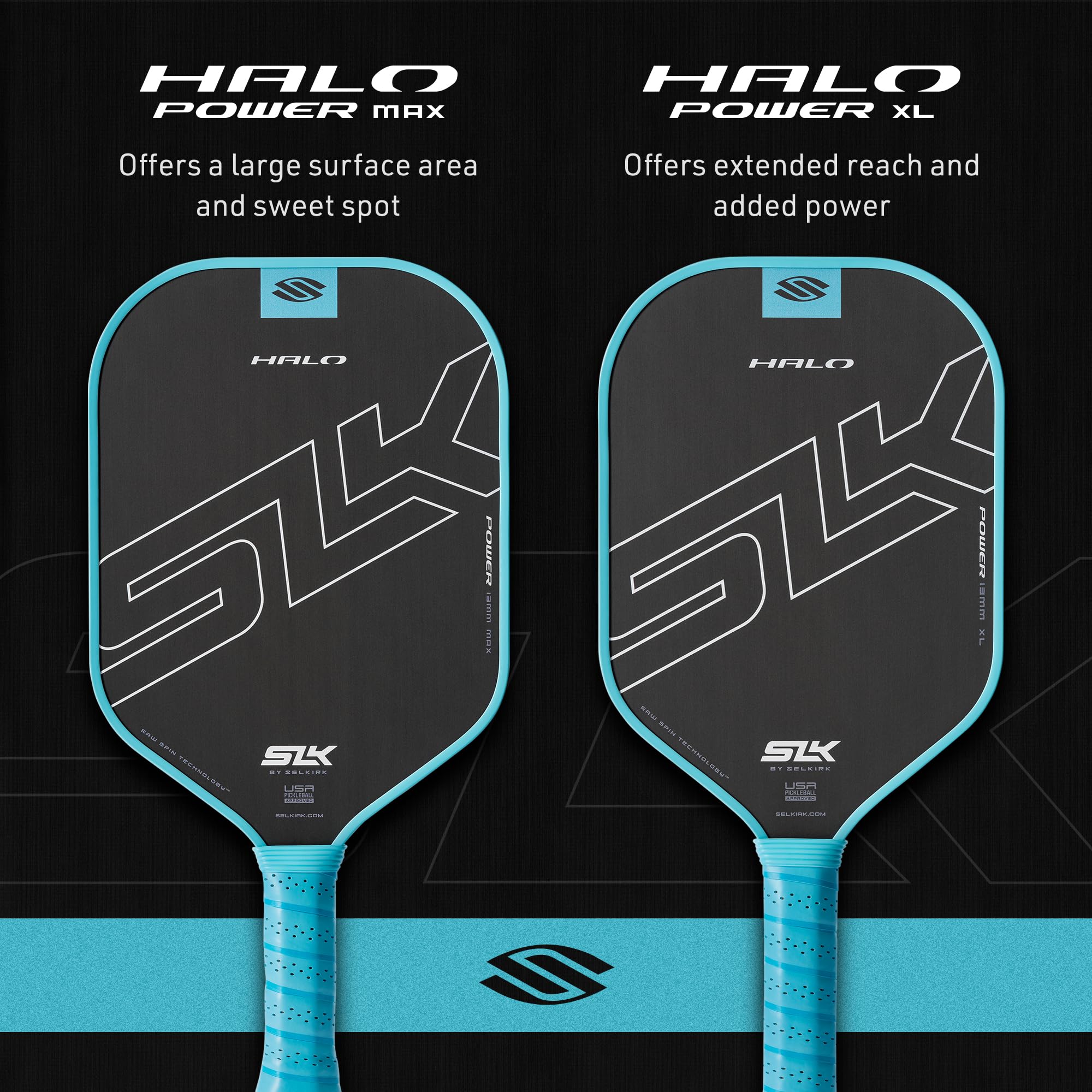 Selkirk Sport SLK Halo Power XL Pickleball Paddles | Carbon Fiber | Blue
