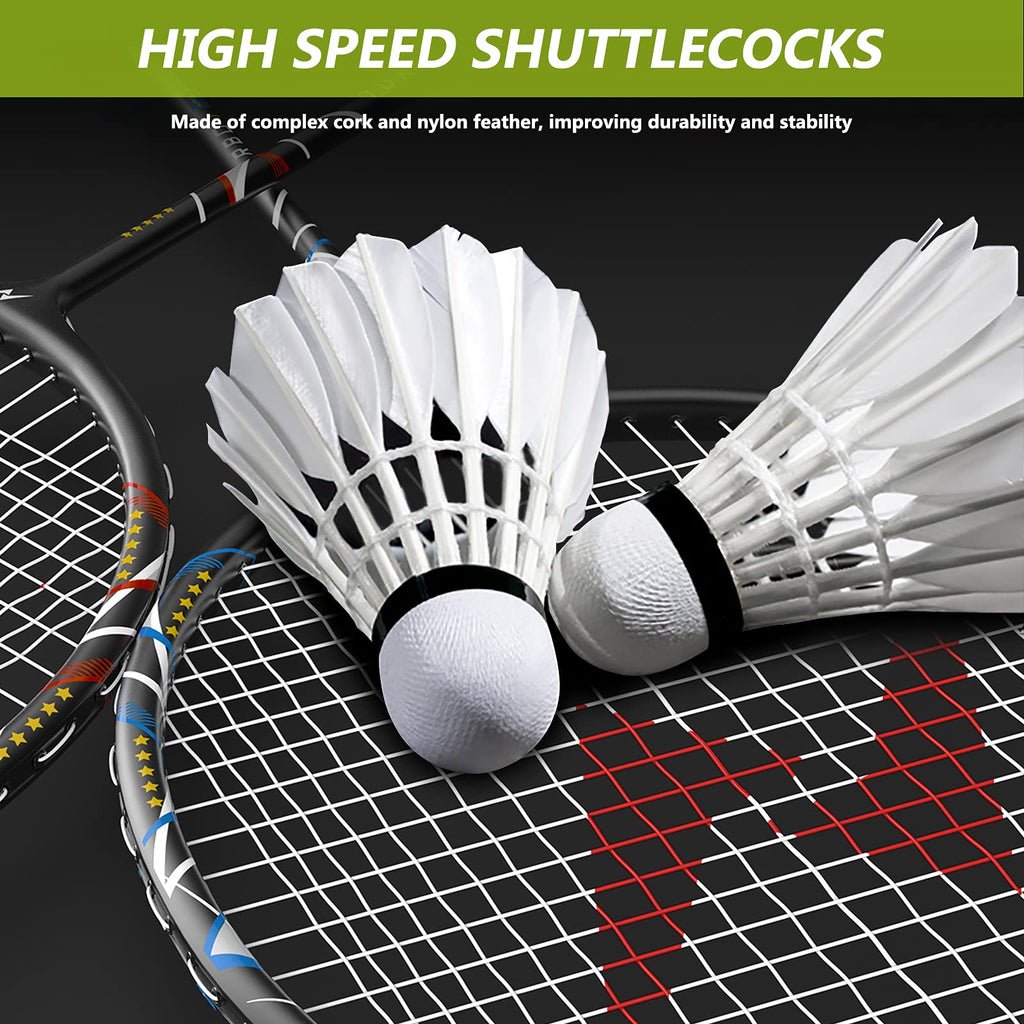 Nalax Badminton Set for 2 Players, Lightweight Graphite Badminton Rackets Complete Kit with 3 Shuttlecocks & Portable Carry Bag, Outdoor Sports Game for Adults Teens Kids, Backyard Lawn Beach