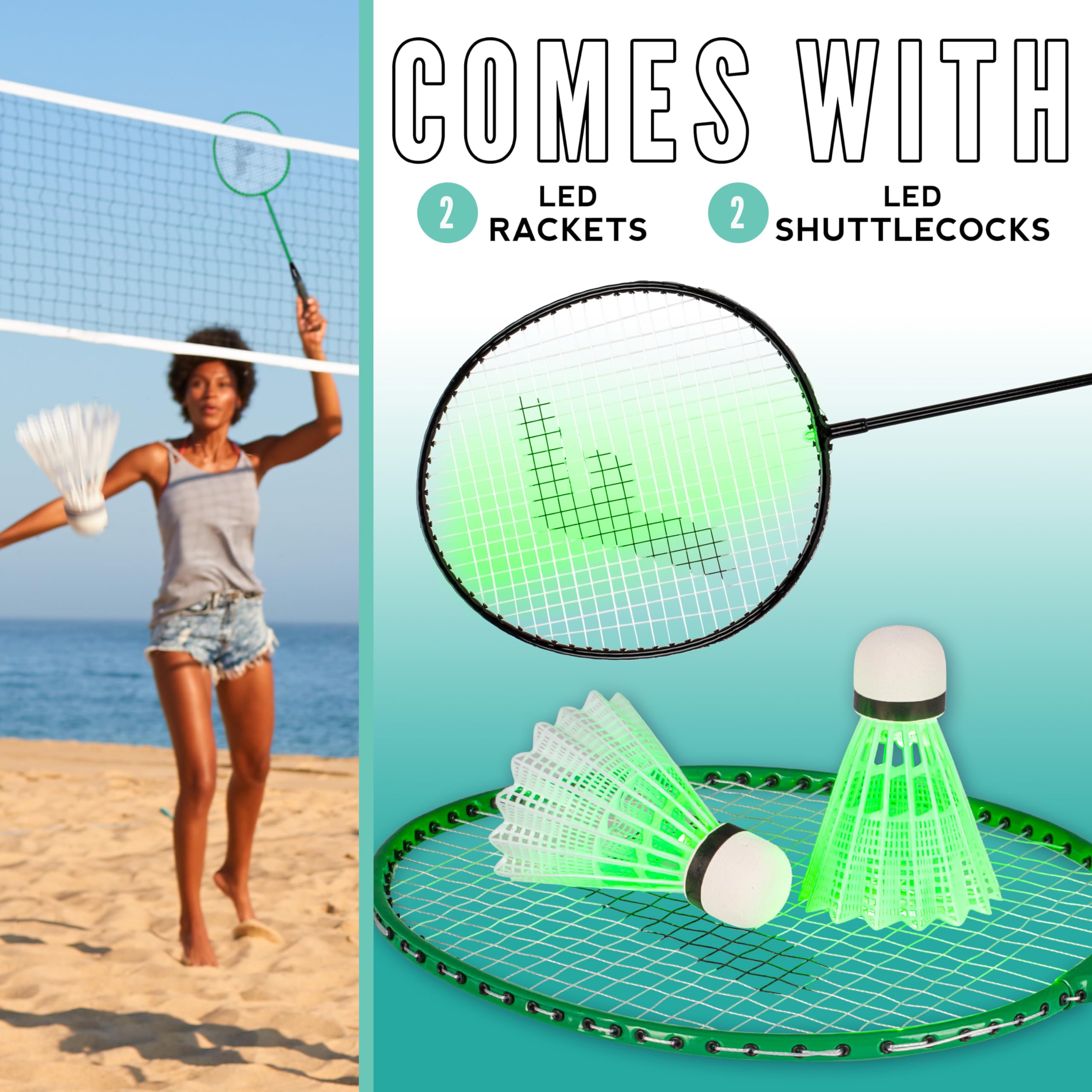 Franklin Sports 2 Player Badminton LED Rackets