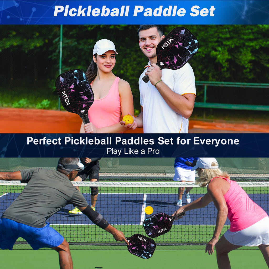 MTEN Pickleball Paddles Set of 2, USAPA Approved Fiberglass Set