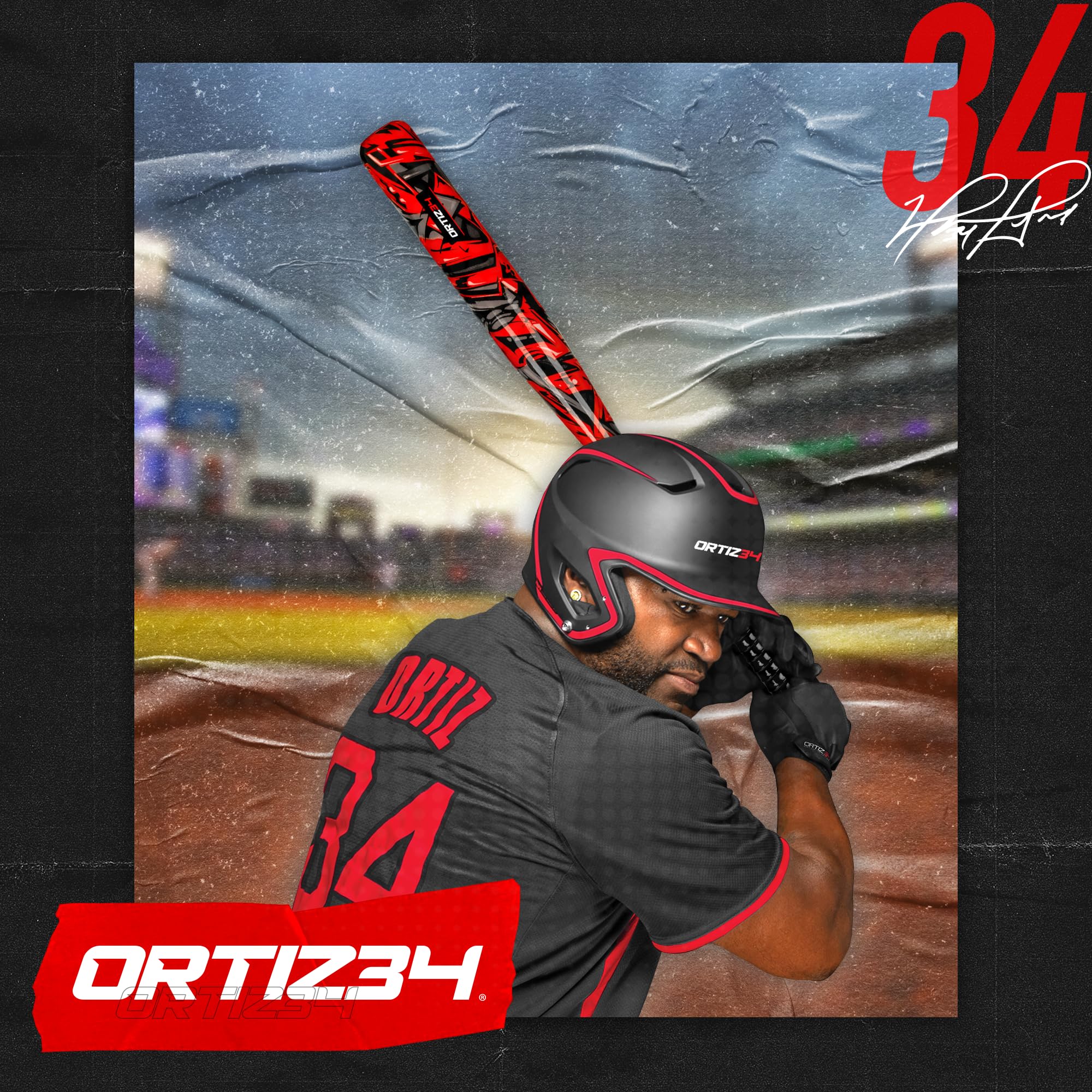 Ortiz34 Grand Slam Set- Graffiti Plastic Bat, 3 Balls, 4 Throw Down (White)