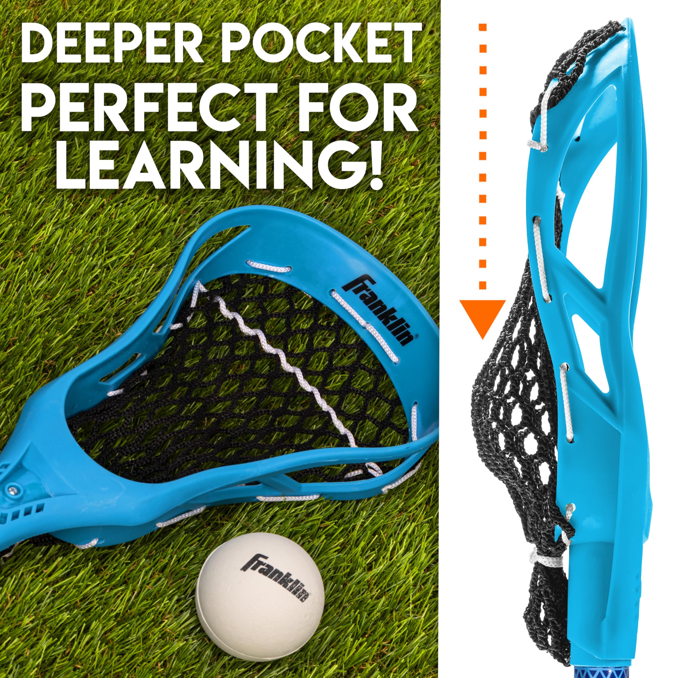 Franklin Sports Future Champs Youth Lacrosse Stick + Ball Set - Blue