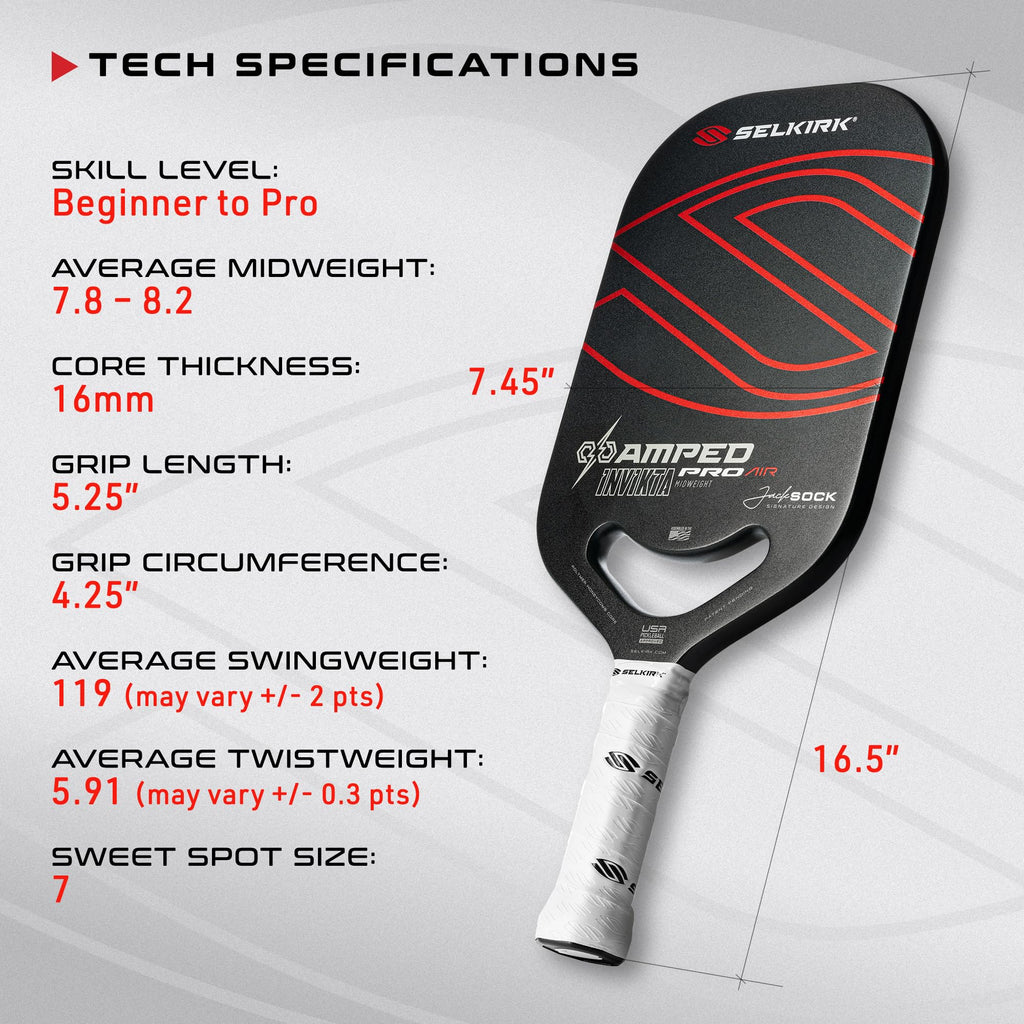 Selkirk Sport Amped Pro Air Pickleball Paddles | Invikta Jack Sock