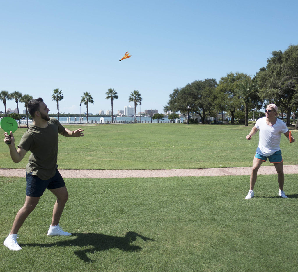 Jazzminton Select Paddle Ball Game with Carry Bag - Indoor Outdoor Toy - Play at The Beach, Lawn or Backyard - 2 Wooden Racquets - 4 Shuttlecocks - 1 Ball