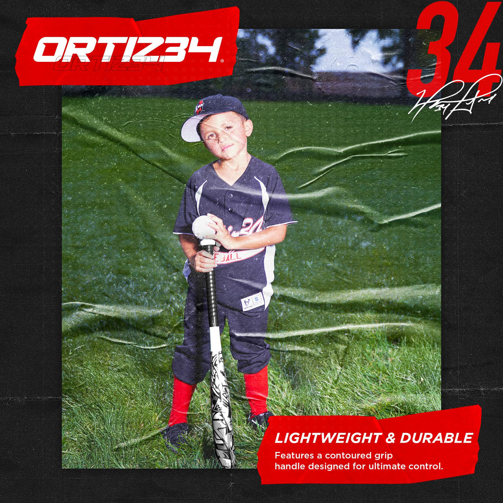 Ortiz34 Grand Slam Set- Graffiti Plastic Bat, 3 Balls, 4 Throw Down (White)
