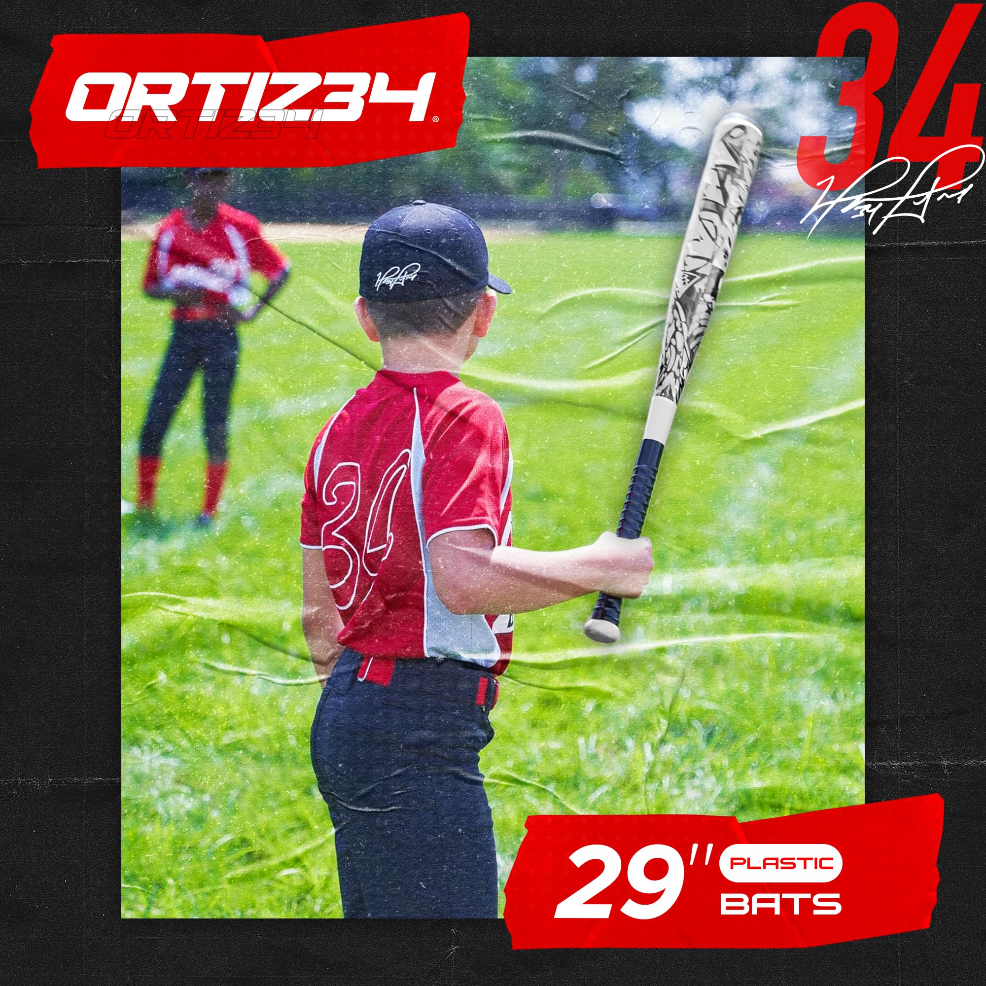 Ortiz34 Grand Slam Set- Graffiti Plastic Bat, 3 Balls, 4 Throw Down (White)