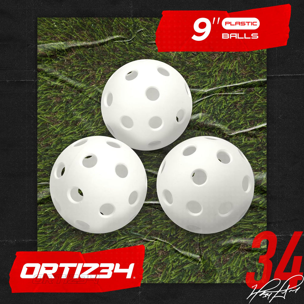 Ortiz34 Grand Slam Set- Graffiti Plastic Bat, 3 Balls, 4 Throw Down (White)