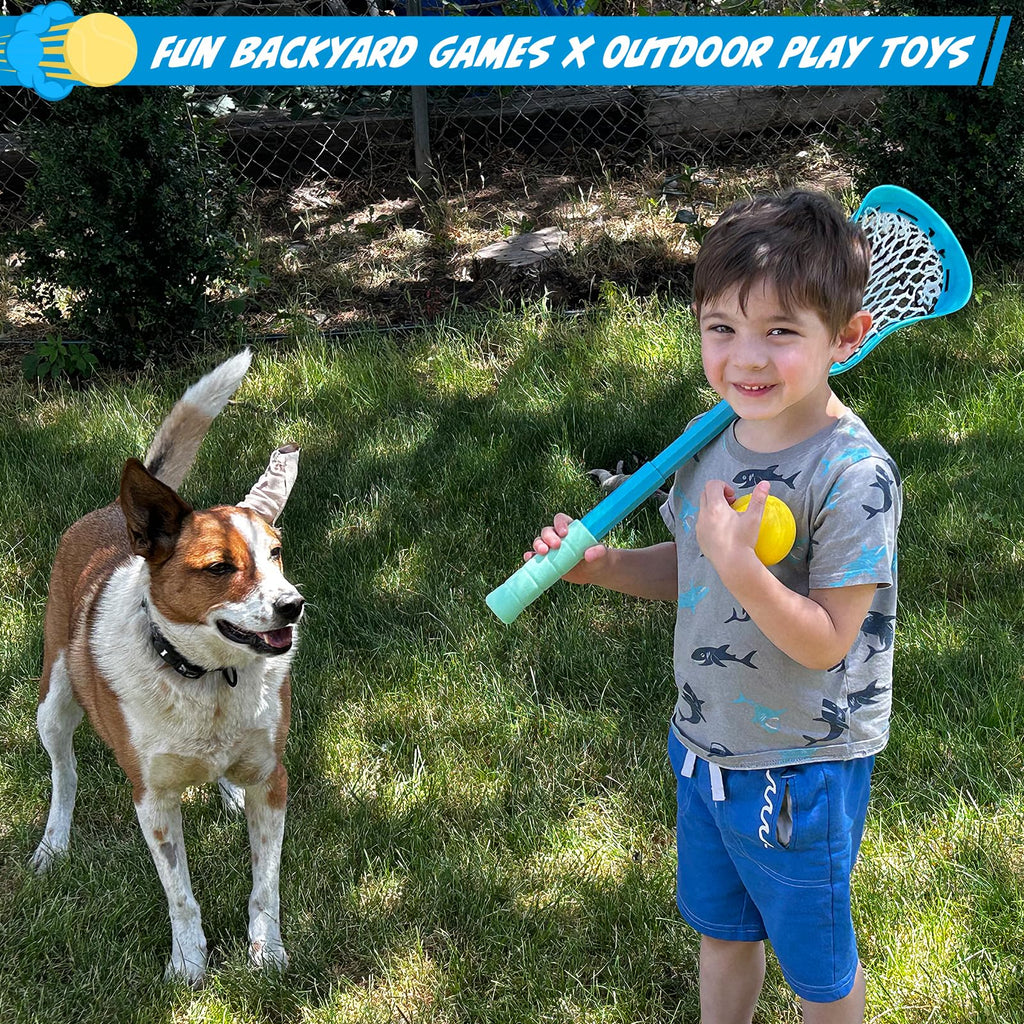 Foayex Adjustable Mini Lacrosse Sticks Set Kids Outdoor Toys Ages 3-8