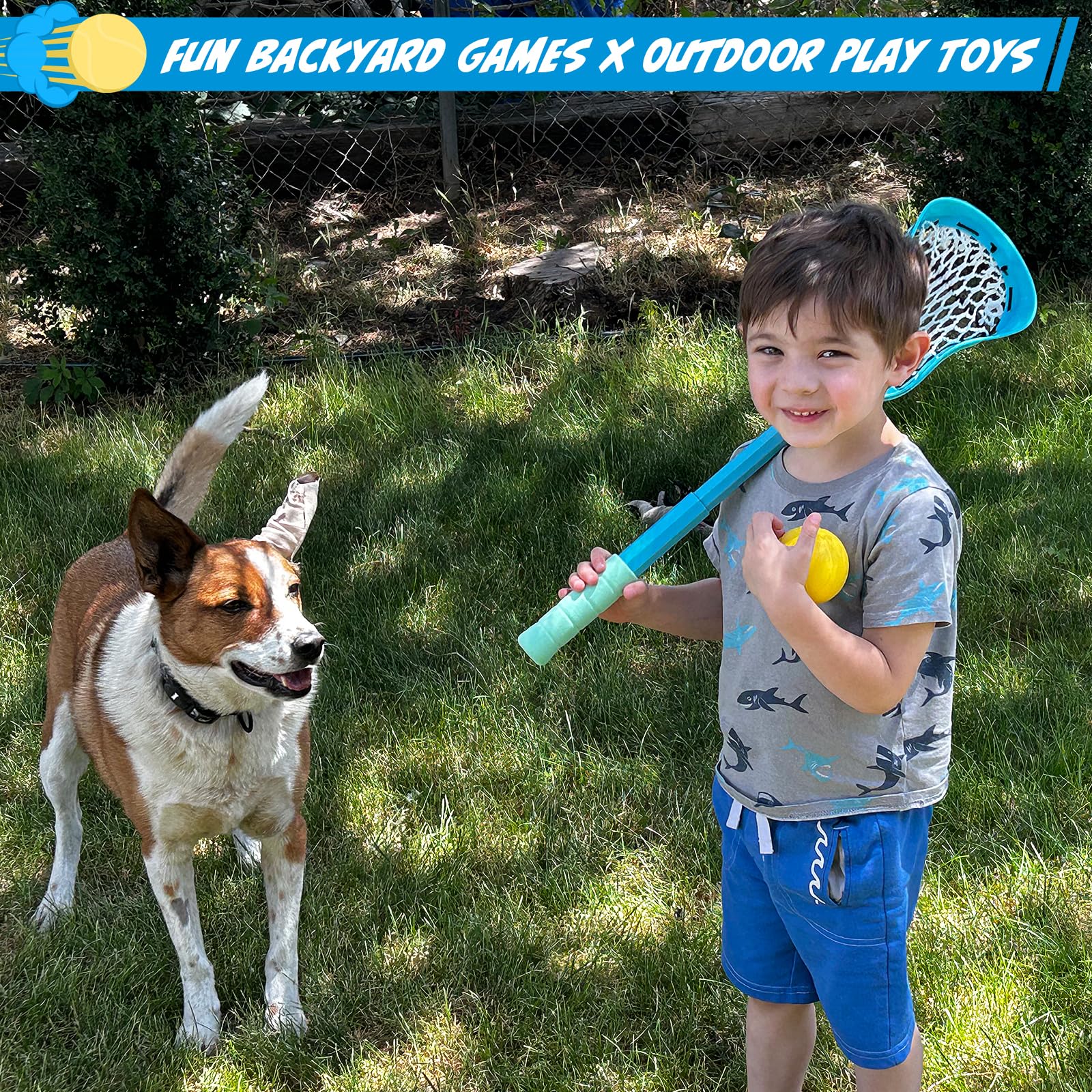 Foayex Adjustable Mini Lacrosse Sticks Set Kids Outdoor Toys Ages 3-8