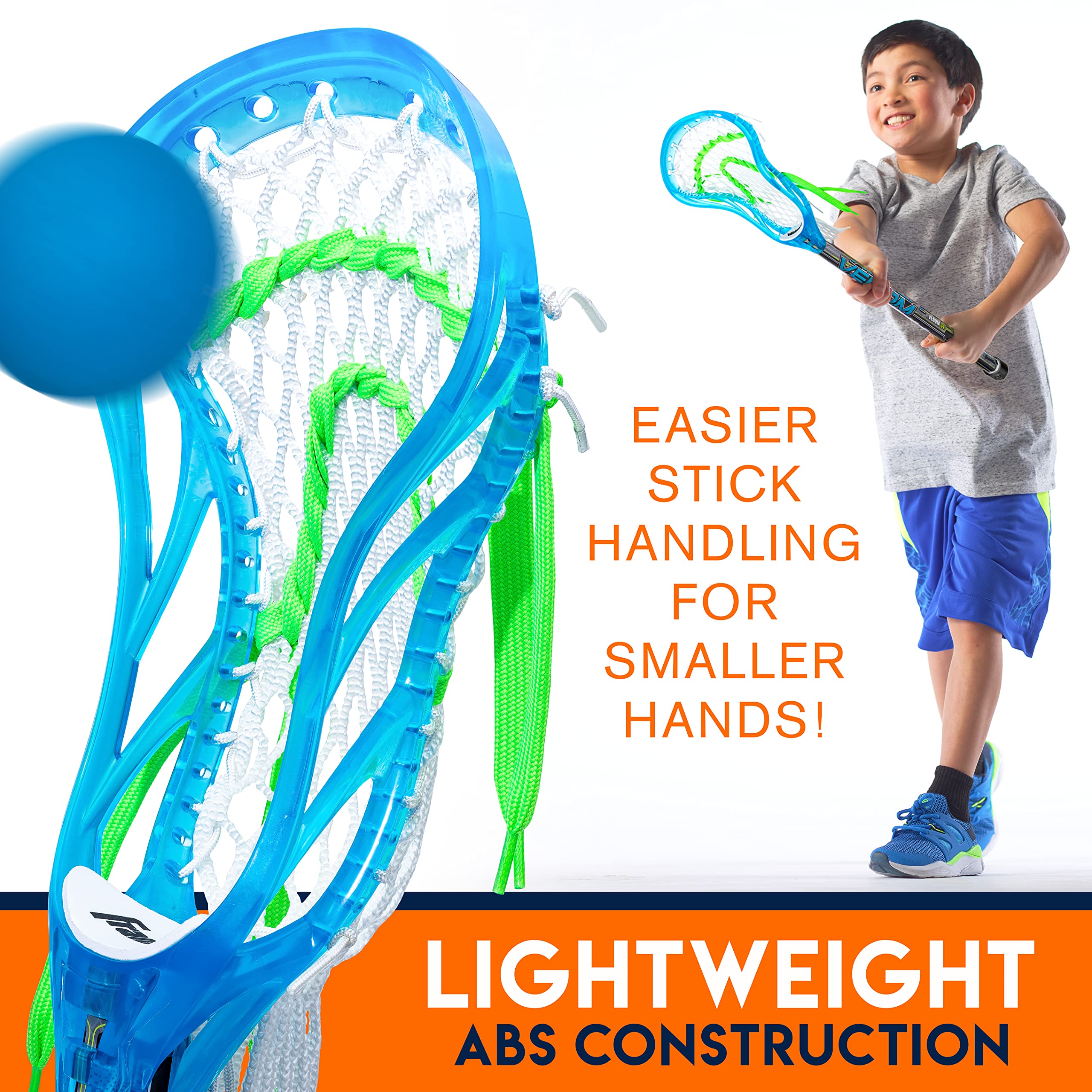 Franklin Sports Venom Youth Mini Lacrosse Stick + Ball Set - 34" - Blue