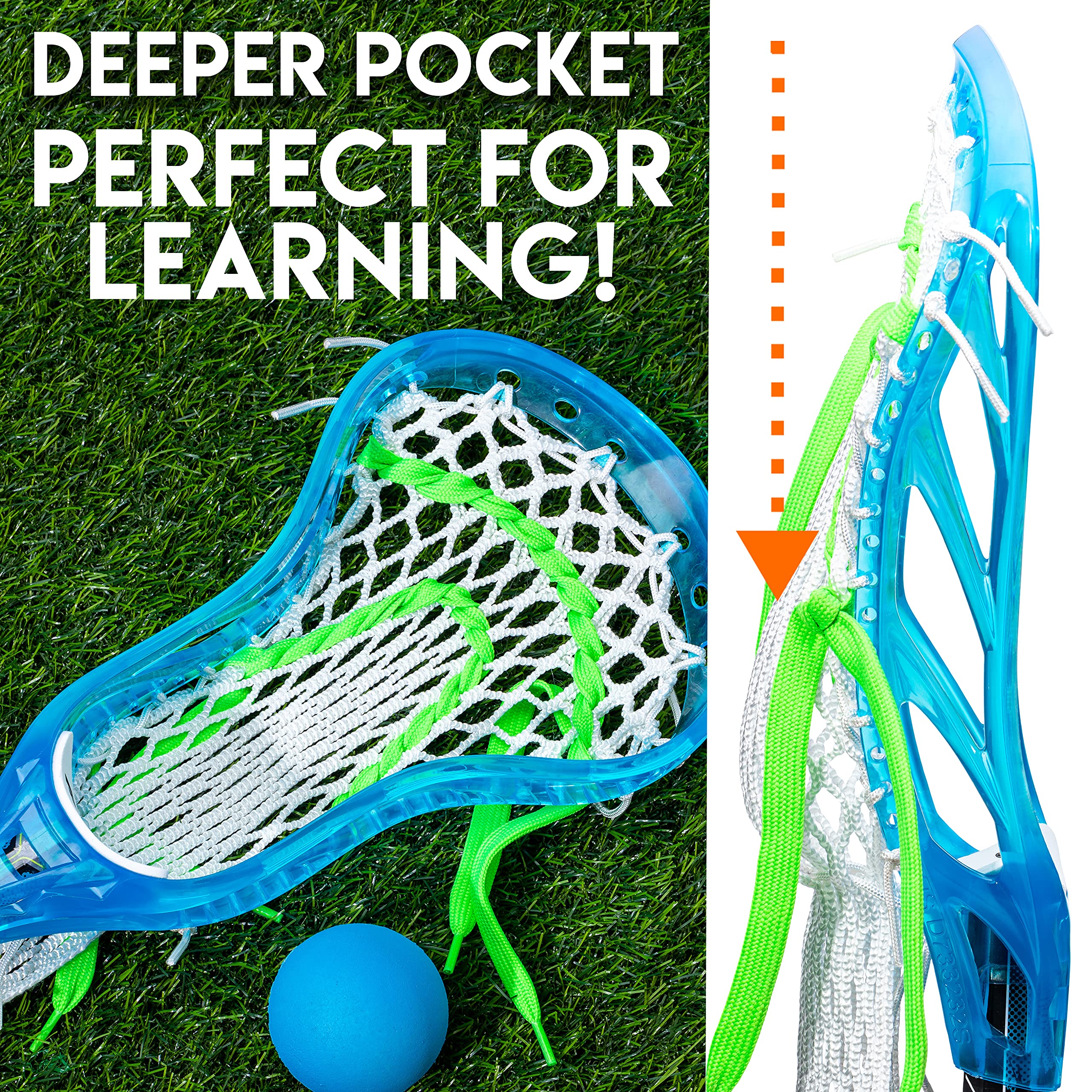 Franklin Sports Venom Youth Mini Lacrosse Stick + Ball Set - 34" - Blue